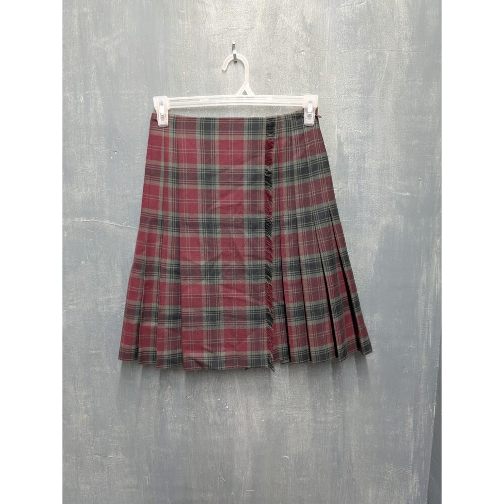 Brooks Brothers 346 Wool Plaid Tartan Pleated Skirt 4 Red Dark Academia Preppy